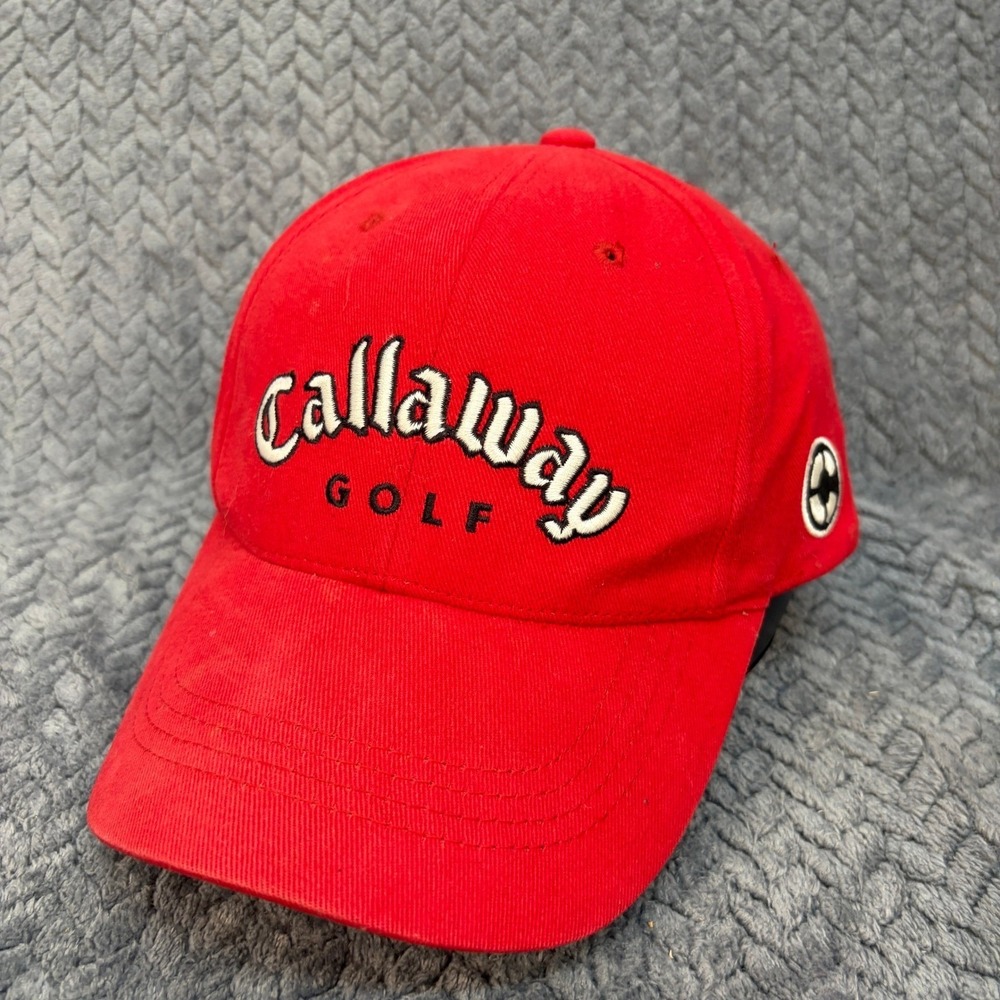 Callaway Golf‎ Hat Red Adjustable Baseball Cap Embroidered Logo Mens OSFM